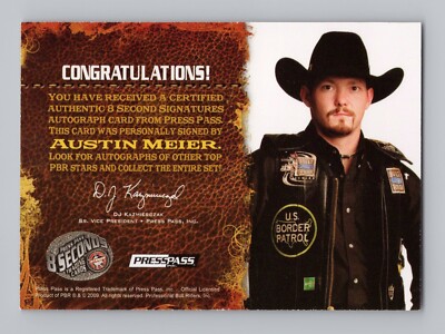 2009 Press Pass 8 Seconds PBR Autographs BLUE  10/75   #AM2  AUSTIN MEIER