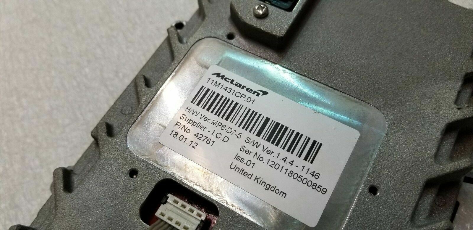 MCLAREN MP4 12C CENTER CONTROL NAVIGATION SCREEN CONSOLE SWITCH OEM 11M1431CP
