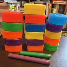 Vintage Fisher Price Stacking Shape Blocks 2 Sticks Rods 16 Creative Blocks