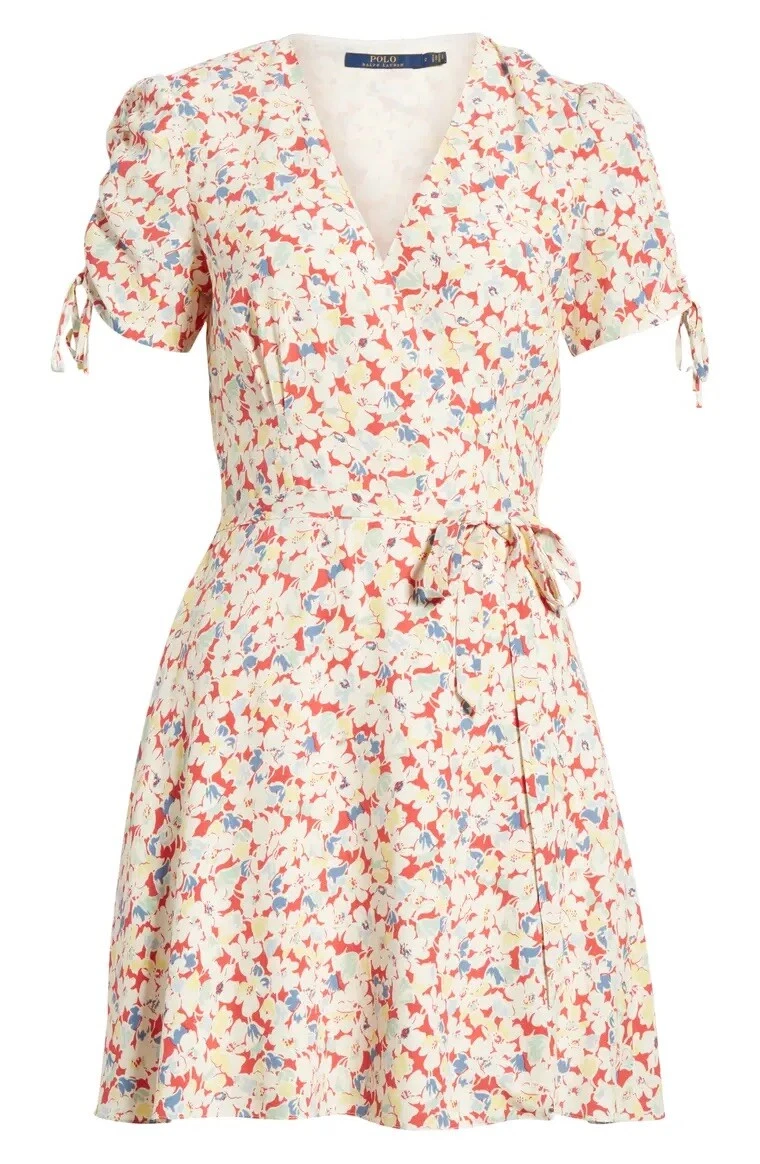 Polo ralph lauren 2025 floral crepe wrap dress