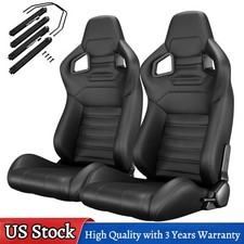 For Volkswagen Car 2pcs Bucket Racing Seats Reclinable Wslider Pvc Leather
