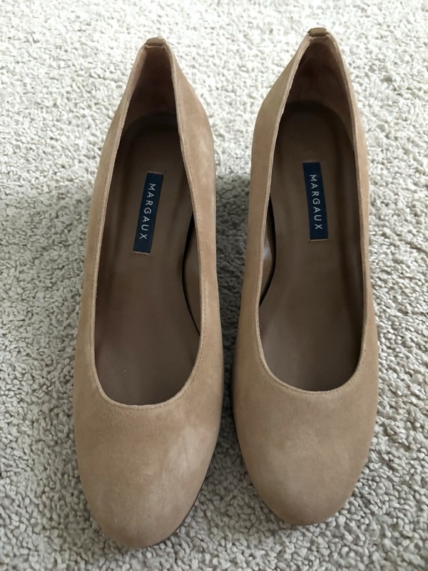 Margaux US Woman’s Size 8.5 Wide Nude Suede, Comfortable Heel and Leather ￼
