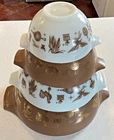 Pyrex Early American Cinderella Nesting 4 Bowl Set 441 442 443 444 READ DESCRPTN