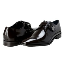 Versace Collection Men's Brown Polished Leather Loafers Shoes US 7 IT 40