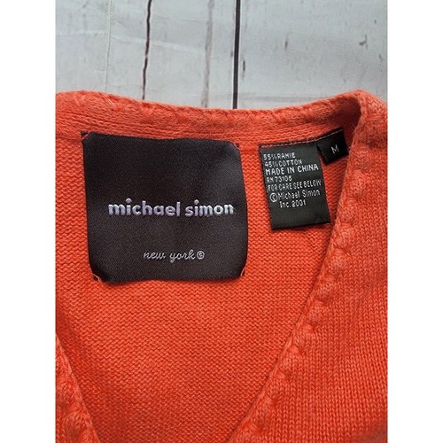 Michael Simon Salomon Colored Cardigan Sweater With Beaded Green Frogs Size M - Picture 6 of 13
