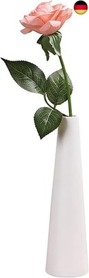 Tall Conic White Ceramic Flower Vase Small Bud Vase Single Flower Decorative