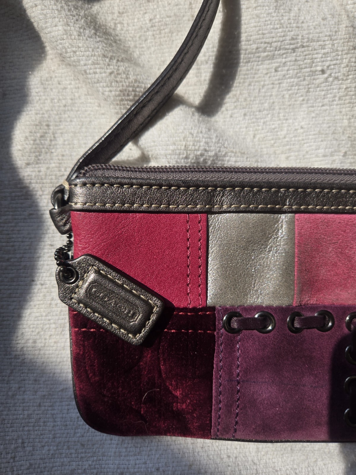 Vintage Coach Holiday Patchwork Multicolored Wris… - image 4