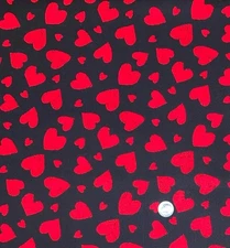 Red Hearts on Black Fabric by Timeless Treasures, BTHY, Valentines Print