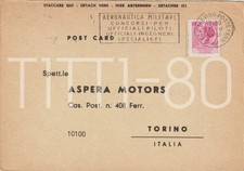 TREVISO FOR TURIN - POSTCARD WITH AERONAUTICAL PLATE 1972