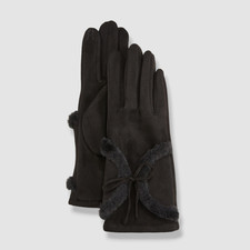 $35 Pia Rossini Women's Black Kora Faux Suede Gloves One Size
