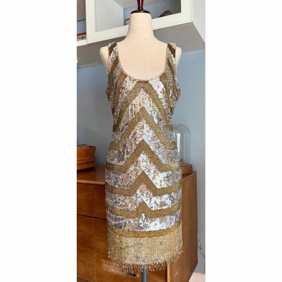 slim fit dress slacks Foiled Bandage Plunge Neck Midi Dress Gold main image 0