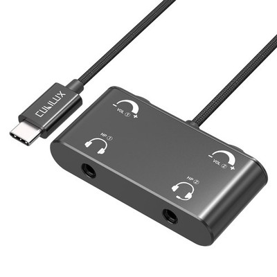 USB C Headphone Splitter with Volume Control, Type C to 3.5mm Dual Earphones ...