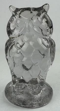 Mosser Clear Glass Owl Figurine Paperweight 4" Art Glass