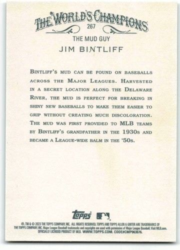 2023 Topps Allen & Ginter Baseball 267 Jim Bintliff the Mud Guy - Picture 2 of 2
