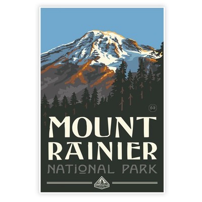 Art of Place Mount Rainier National Park Wall Art by Paul A. Lanquist - Retro