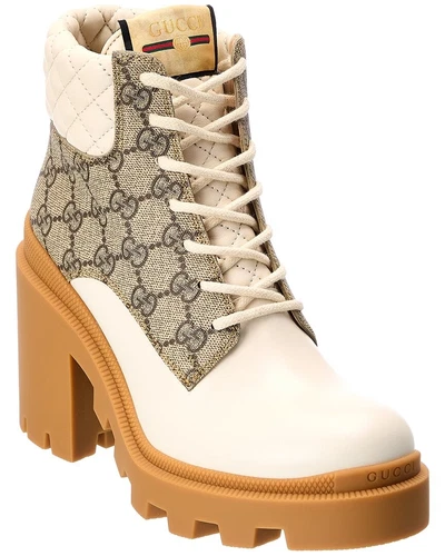 Bottines femme Gucci Gg Supreme en toile et cuir