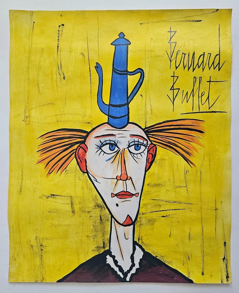 Pintura vintage firmada por Bernard Buffet arte moderno expresionista francés Foto 2 de 4