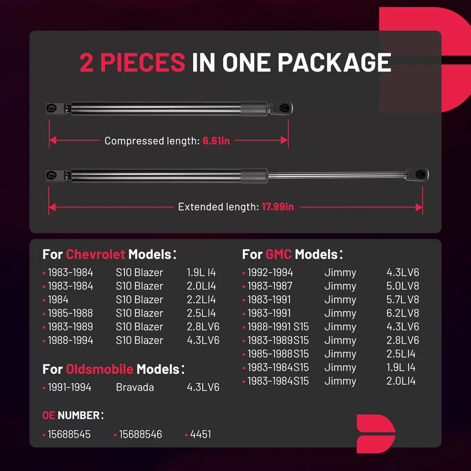 2x Soportes de elevación de vidrio de ventana trasera para Chevrolet GMC Bravada 1983 1985-1994 4451 Foto 2 de 4
