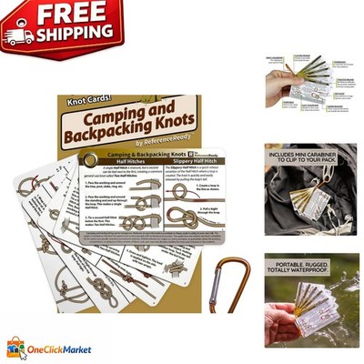 Ultra-Portable Knot Tying Cards - Waterproof with Mini Carabiner for Adventurers