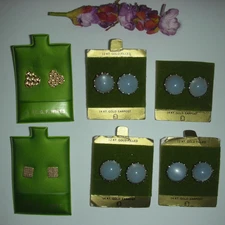 6 SETS VINTAGE NEW OLD STOCK GOLD FILLED STUD EARRINGS 14KT G.F.