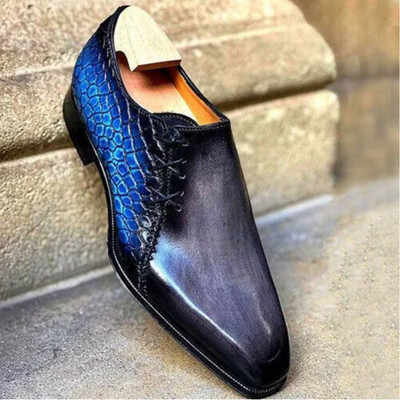 Handcrafted Men's Two Tone Side Lace Up Oxford Brogue Dress Formal Shoes