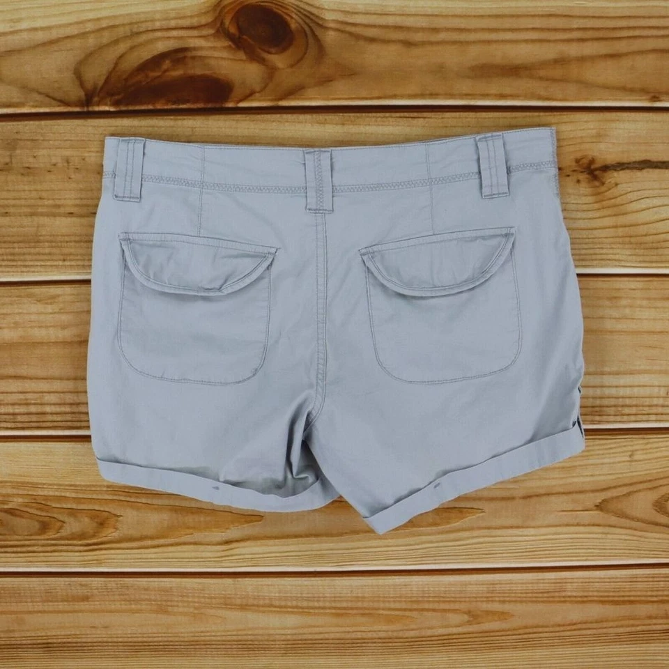 Pantalones Cortos Glory Desteñidos Puños Frente Plano Mujer Talla 12 Gris Mezcla Algodón Bolsillos Foto 2 de 4