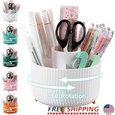 360  Rotating Desk Organizer 5 Compartment Storage Pen Holder Stationery Tool US