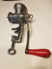 National Hand Operated Meat Grinder, Vintage, Manual Clamp.
