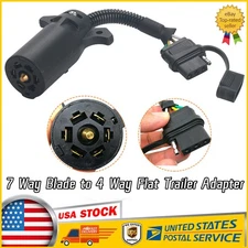 7-Way Round RV Blade to 4-Way Flat Trailer Wiring Adapter Connector Plug 7/4 Pin