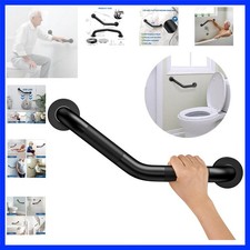16 Inch Angled Shower Grab Bar, Black Anti Slip Bathroom Grab Bar, Knurled Ba...