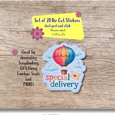 Cute happy mail die cut sticker seals, Hot Air Ballloon sticker seals, set of 20