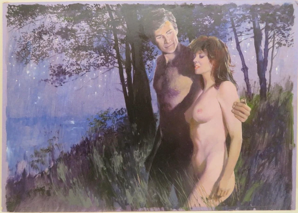 JOHN HESELTINE (1923-2016) Pintura original para ilustración de libro MUJER DESNUDA Foto 2 de 4