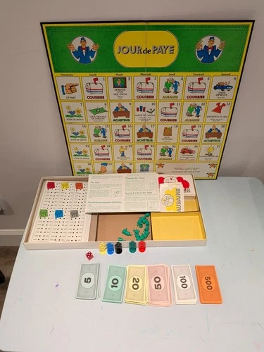 Vintage JOUR DE PAYE French Payday Board Game Parker Bros 1974 Incomplete Read