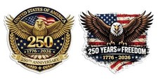 USA 250th Anniversary Car Decal Set of 2   Patriotic Eagle 1776-2026 Sticker,