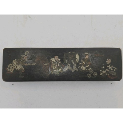 #ad #ad Japanese Meiji Hand Painted Black 1800s Calligraphy Writing Pen Box Antique $35.99