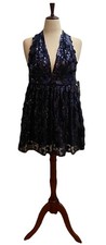 NWT Lulus Sequin Skater Dress Womens Size Small Navy Blue Shimmer Sequin Mini