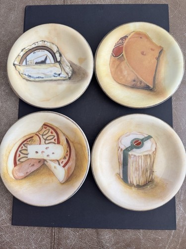 Williams Sonoma FROMAGE 4 French Cheese Appetizer Plates 6.25" Made in Italy - Picture 1 of 10