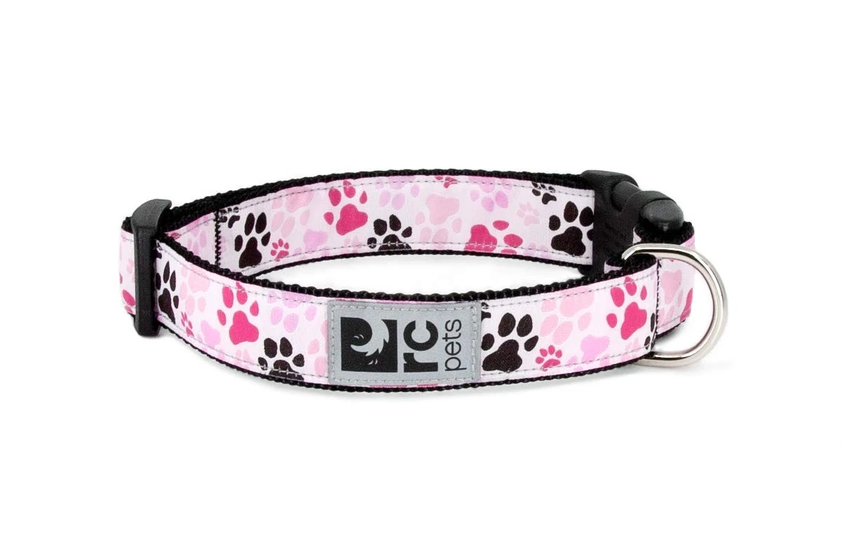 RC Pets 1 Inch Adjustable Dog Clip Collar Medium Pitter Patter Pink