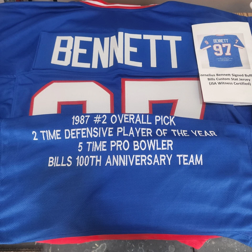 Camiseta deportiva personalizada Buffalo Bills, Cornelius Bennett, firmada XL, autenticada por JSA Foto 4 de 4