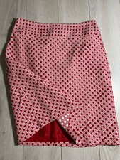 Talbots Red White Geo 100 Cotton Pencil Skirt Sz 8P