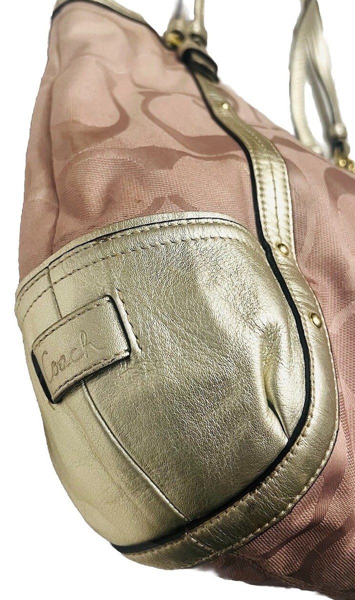 COACH SIGNATURE ALEXANDRA CHAIN BEIGE JACQUARD TOTE SHOULDER