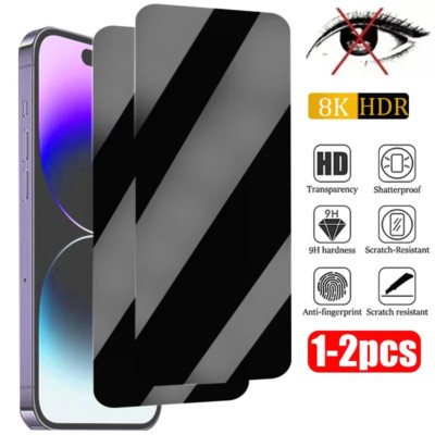 1-2PCS Anti-Spy Glass for Iphone 15 14 13 12 11 Pro Max plus Screen Protector