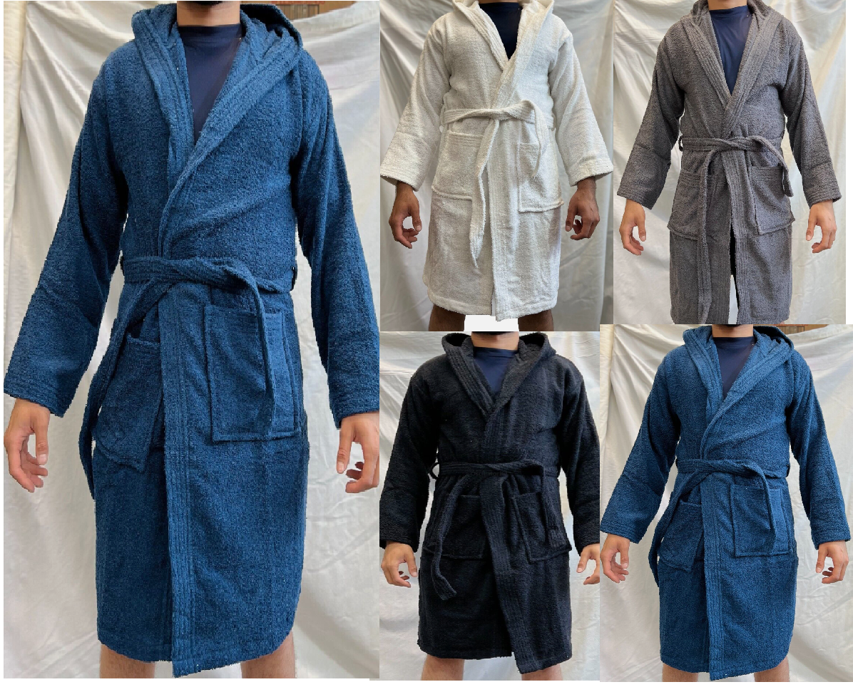 UNISEX TERRY EGYPTIAN COTTON TOWEL BATH ROBE LUXURY SOFT TOWELLING