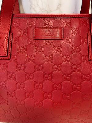 Authentic GUCCI Red Leather Zip Top Tote Shoulder Bag | eBay