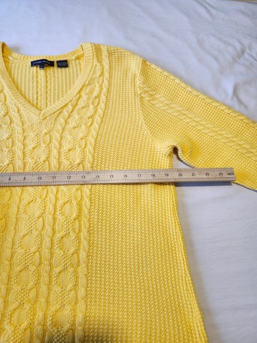 Jeanne Pierre Women's Yellow Cable Knit Sweater 100% cotton Fisherman Large - Picture 5 of 8