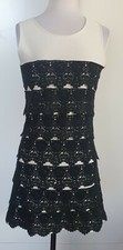 LUMIER Womens Cream/Black Lace Dress Size XS