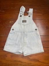 Vtg OSHKOSH Vestbak Light Blue Bib Shortalls Overalls Shorts 3 Toddler 3T USA