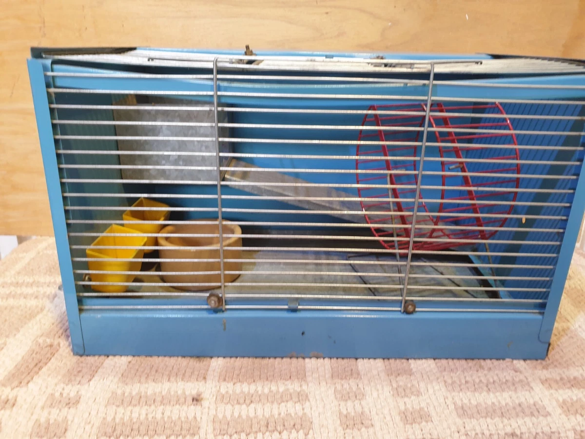 Vintage metal hamster House Cage Spinning Wheel Prison Cell Wire Frame Steampunk
