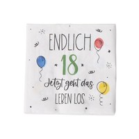 20 Servietten 18. Geburtstag Happy Birthday Party Zahl Spruch 33 X 33 Cm