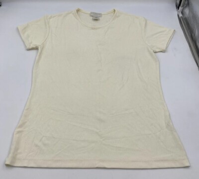 Express Tricot Womens T Shirt Cream Short Sleeve Round Neck Size Large Pre-Owned